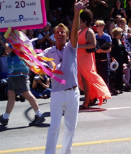Bradford McIntyre, HIV+ since 1984, is Out and Proud in the Vancouver Pride Parade - 2004 - Photo Credit: Deni Daviau