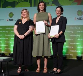 amfAR’s Elise Lankiewicz and Alana Sharp share the 2026 JIAS Impact Award
