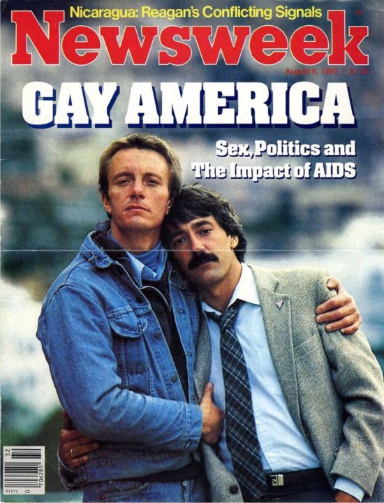 THE COVER OF NEWSWEEK ON AUGUST 8, 1983 FEATURED BOBBI CAMPBELL (RIGHT) AND HIS PARTNER BOBBY HILLIARD.