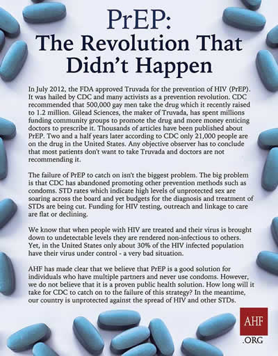 Poster: PrEP: The Revolution That Didn't Happen - AIDS Healthcare Foundation - www.aidshealth.org