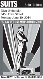 SUITS - POZ GAY WORKING MEN'S DINNER GROUP - http://www.positivelivingbc.org