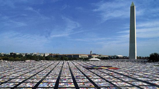 AIDS MEMORIAL QUILT laid out in Washington DC