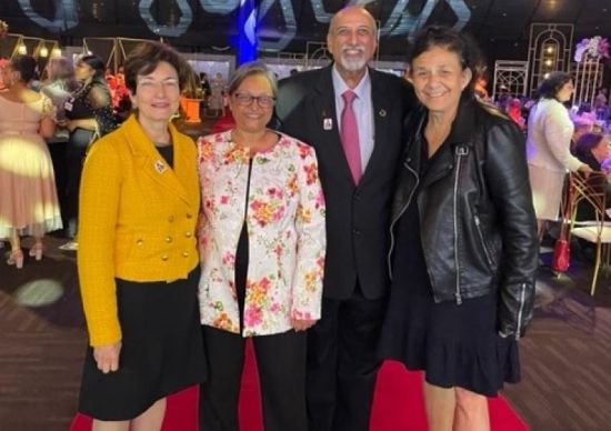 Left to right: Dean Linda P. Fried, Quarraisha Abdool Karim, Salim Abdool Karim, Wafaa El-Sadr</span>