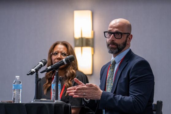 Photo: Demetre Daskalakis, M.D., speaks at the panel “Why can’t we end the HIV epidemic in the US?” Photo by Zachary Linhares Demetre Daskalakis, M.D.