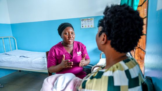 Photo: Geah, a CDC-supported Mentor Mother in Dar es Salaam, Tanzania, shares her experience living with HIV. She helps pregnant women access treatment and deliver healthy, HIV-free babies. HIV in Tanzania